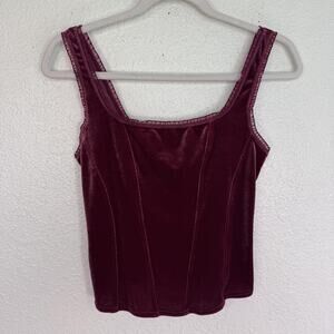 Y2K Tank Top Womens Medium Velvet Tank Camisole Cami Corset Style Soft Arianne